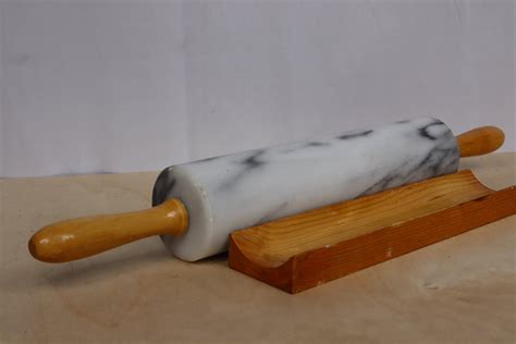 Vintage Marble Rolling Pin On Wood Stand Wood Handle Marble Etsy