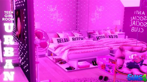 Urban Teen Girl Room Pink Aesthetic Room Furniture Cc Download Tray