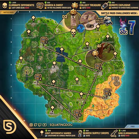 Cheat Sheet Map For Fortnite Battle Royale Season 5 Week 7 Challenges