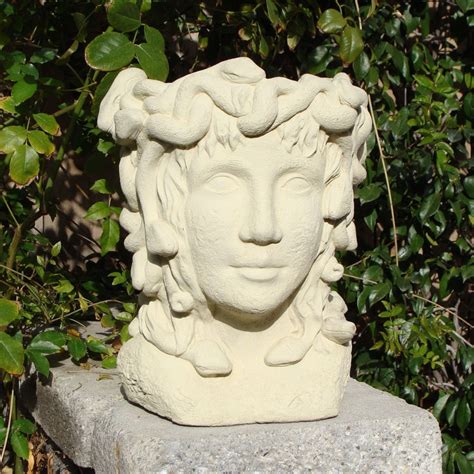 Medusa Head Planter Solid Stone Roman Goddess Face Planter Etsy