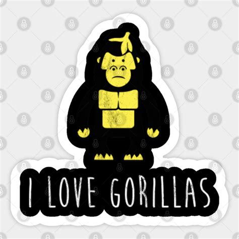 I Love Gorillas Awesome Cute Gorilla Love Heart Zoo Sticker Teepublic