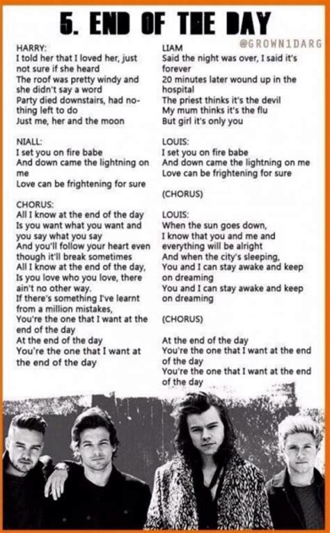 End Of The Day One Direction One Direction Lyrics One Direction