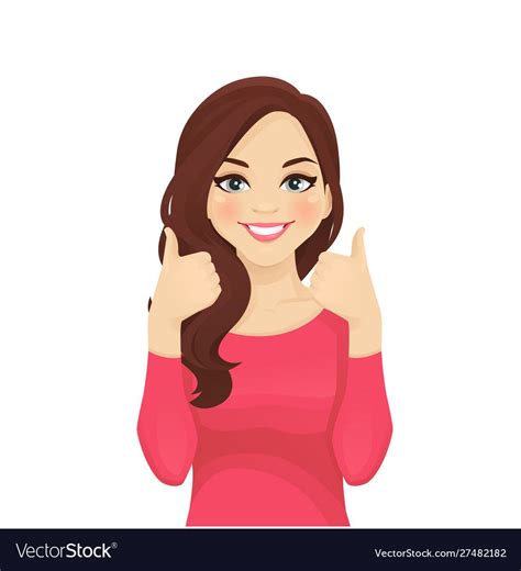 Young Woman Showing Thumb Up Vector Image On Vectorstock In 2024 Cute