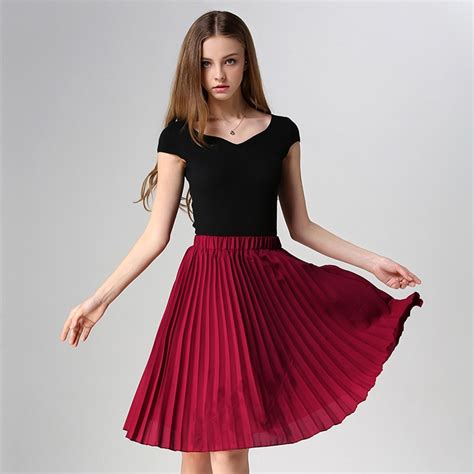 2017 Spring And Summer Skirts Female Models Skirts Were Thin Pure Elegant Pleated Chiffon Skirt