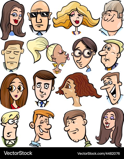 Cartoon People Characters Faces Royalty Free Vector Image
