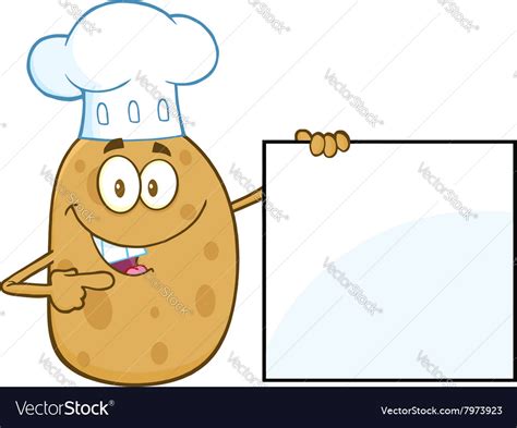 Chef Potato Cartoon Holding A Sign Royalty Free Vector Image