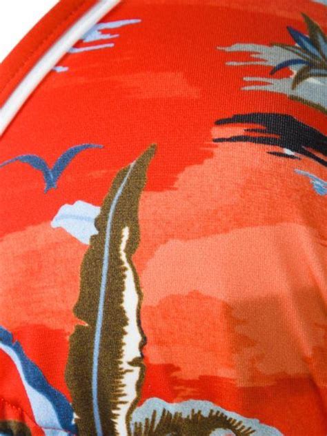 Dsquared Palm Tree Print Bikini Top In Red Modesens