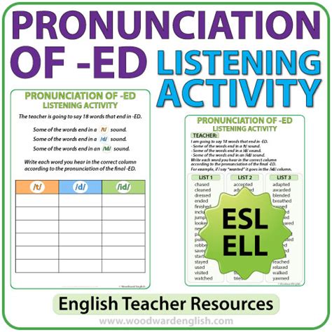 Ed Pronunciation Esl Listening Activity Woodward English