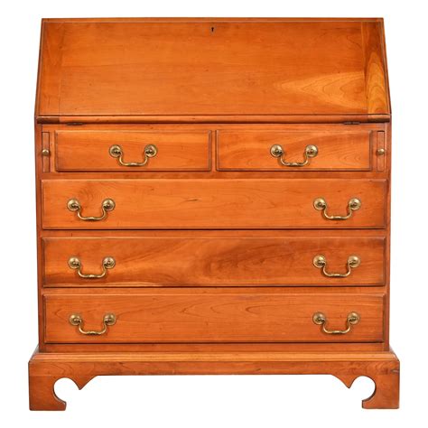 Antique American Mahogany Oxbow Front Slant Top Desk at 1stDibs