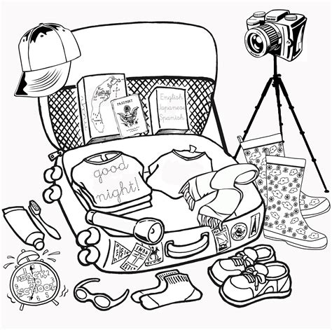 Open Suitcase Page Coloring Pages