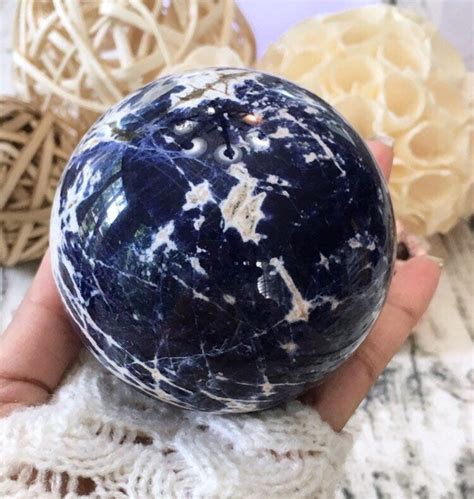 Sacre Blue Sodalite Sphere Throat Chakra Stone Calming Etsy Australia