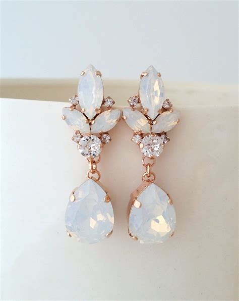 Bridal Earringswhite Opal Earringsbridal Opal Etsy Opal Earrings
