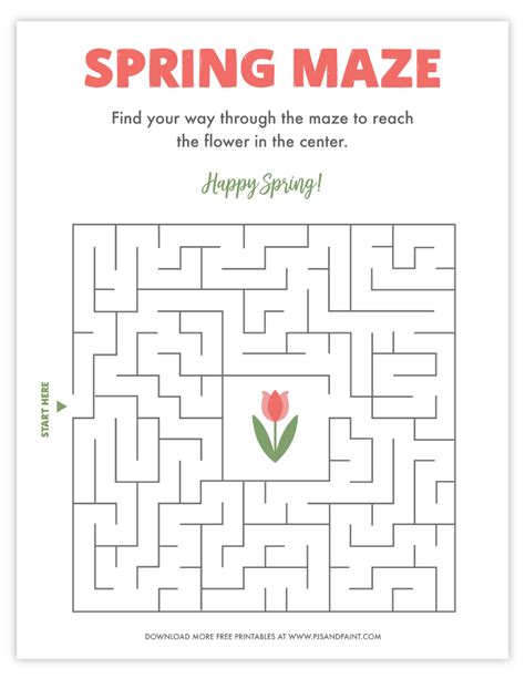 Free Printable Spring Maze For Kids Pjs And Paint