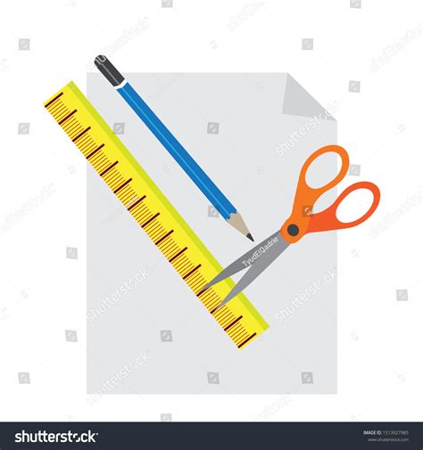 Paper Pencil Scissors Ruler Vector Illustration Stock Vector Royalty