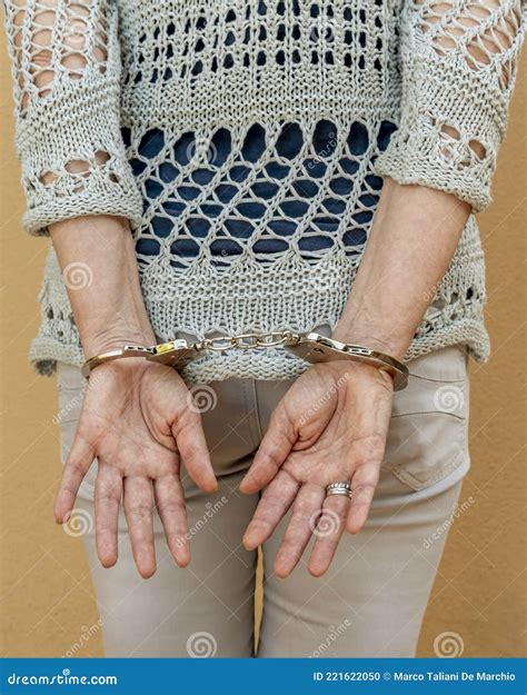 Woman With Handcuffed Hands Royalty Free Stock Image 41160094