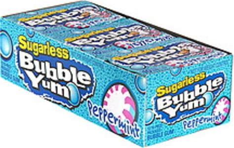 Bubble Yum Sugarless Peppermint Bubble Gum 12 Ea Nutrition