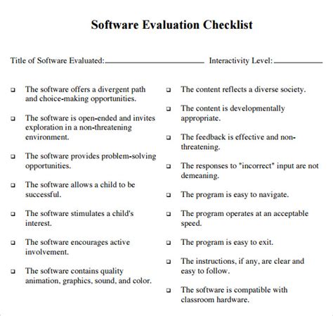 Software Tool Evaluation Template