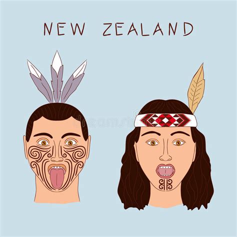 New Zealand Maori Tribe A Man And A Woman Traditional