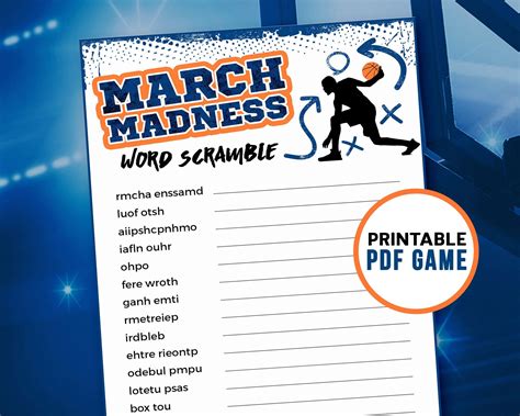 March Madness Word Scramble 2023 Ncaa Basketball Tournament Etsy