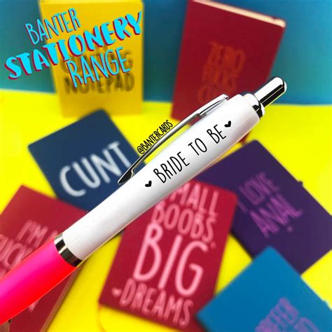 Rude Stationeryfunny T Engaged Funny Pen Pens Banter Cards Banter