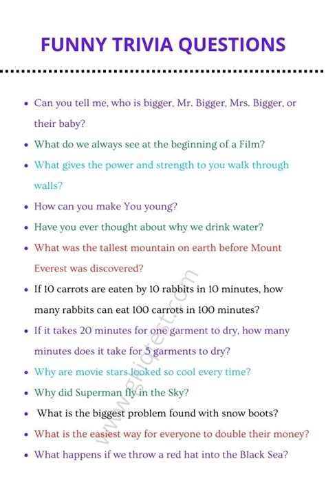 10 Best Fun Printable Trivia
