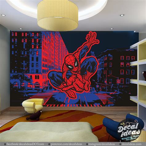 Spiderman Wall Decal Superhero City Skyline Superhero Spider Man