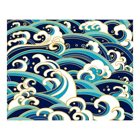 Japanese Waves 9 10 X 8 1 Wall Mural Blue Japanese Waves Wave