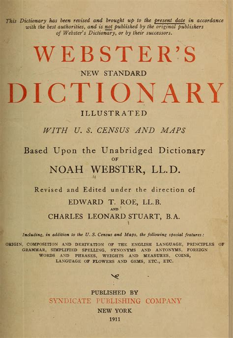 Websters New Standard Dictionary With U S Census And Maps Based