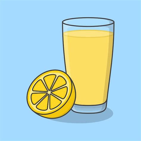 Jugo De Limón Con Fruta En Vidrio Ilustración Vectorial De Dibujos
