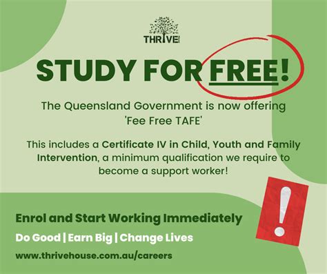 Fee Free TAFE Start NOW At Thrive House