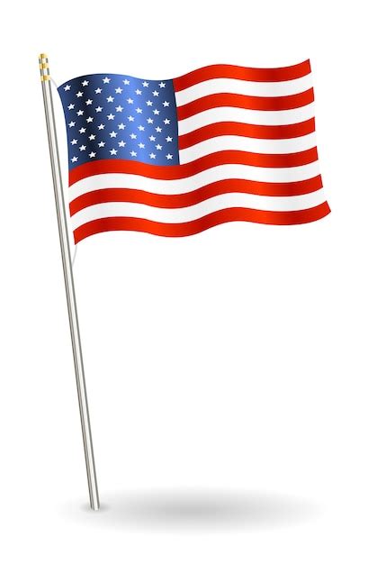 Bandera De Los Estados Unidos De América Sobre Un Fondo Blanco Vector