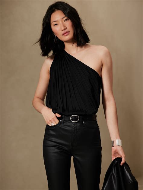 One Shoulder Pleated Top Banana Republic Factory