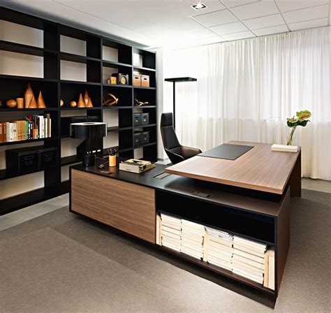 Black Brown L Shaped Desk Interior Design Ideas