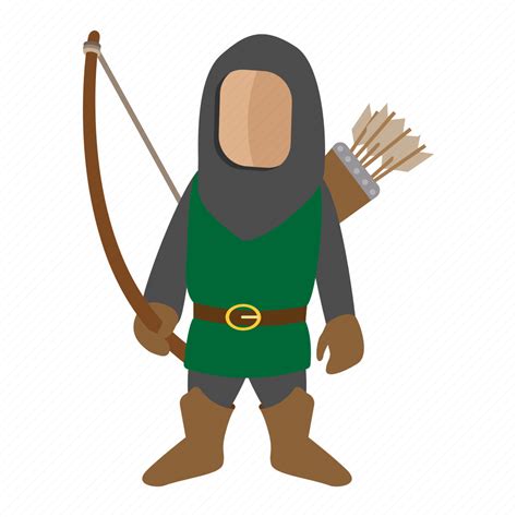 Archer Arrow Bow Cartoon Character Fantasy Medieval Icon