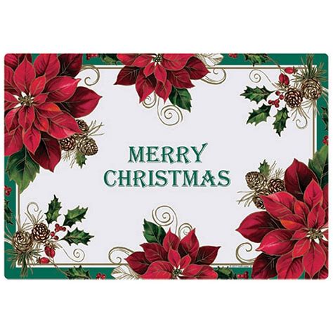 Merry Christmas Poinsettia Disposable Paper Placemats 975in X 14in