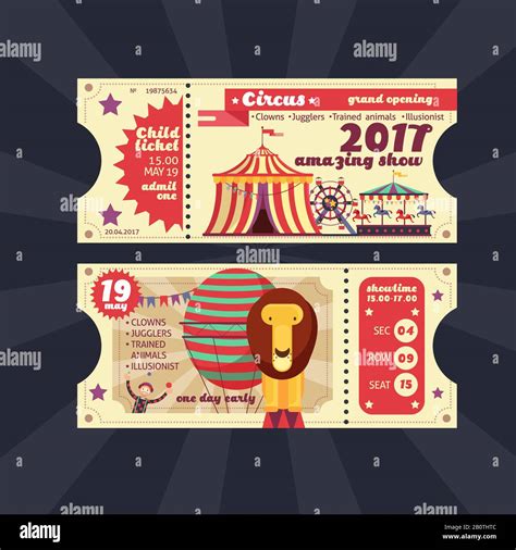 Circus Magic Show Ticket Vector Vintage Design Isolated Ticket To Show