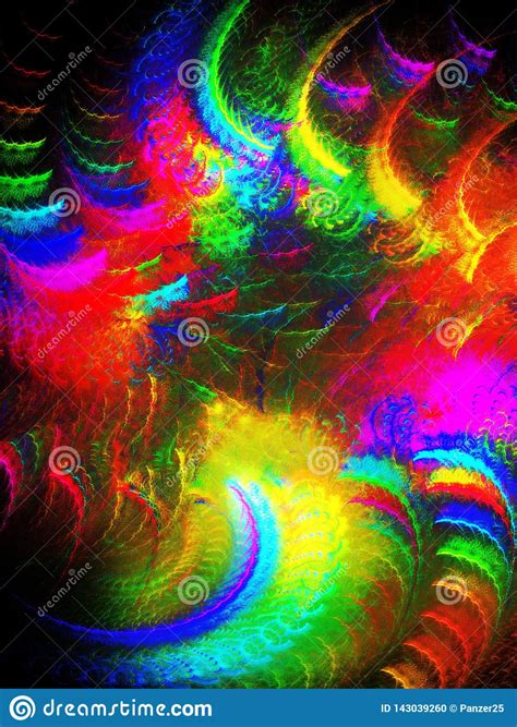 Rainbow Abstract Fractal Background 3d Rendering Illustration Stock
