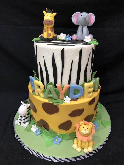 Safari Baby Shower Cake With Animals Cake Decorating