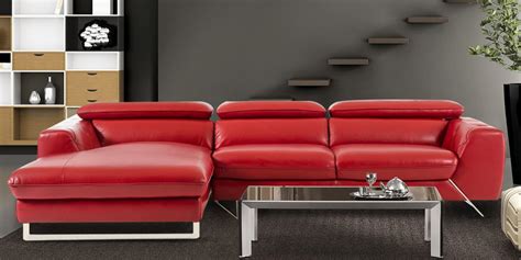 Ultra Modern Rhs Two Sofa With Lounger In Red Leatherette Dreamzz