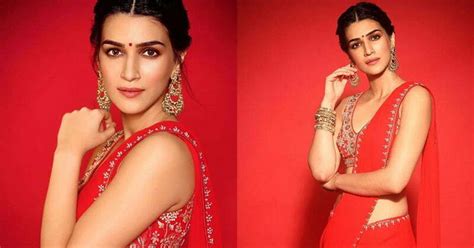 Kriti Sanon Looks Stunning Hot In This Red Saree See This Housefull 4 Actress Latest Photos