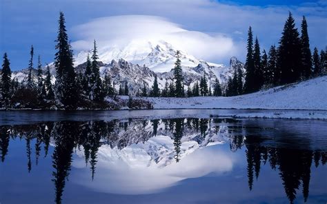 Landscape Nature Lake Mountain Winter Wallpapers Hd