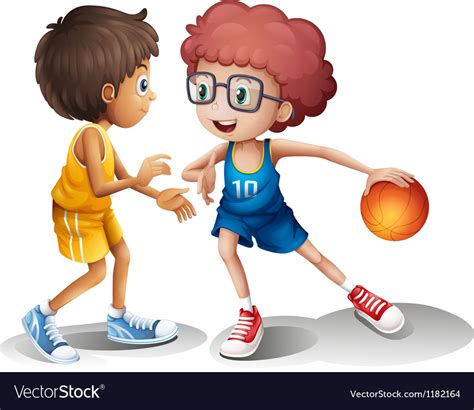 Cartoon Kids Basketball Royalty Free Vector Image