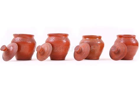 Clay Pots On A White Background Stock Image Image Of Craft Empty