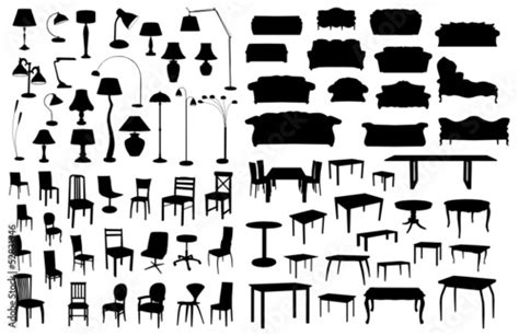 Set Of Furniture Silhouettes Stock Image And Royalty Free Vector