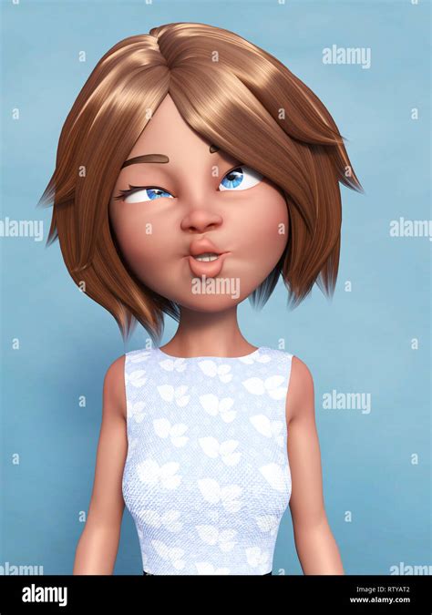 3d Rendering Of A Cartoon Mom Or Woman Doing A Silly Face And Grimacing