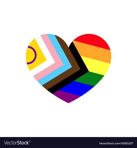 Progress Pride Flag Heart Shaped Icon Royalty Free Vector