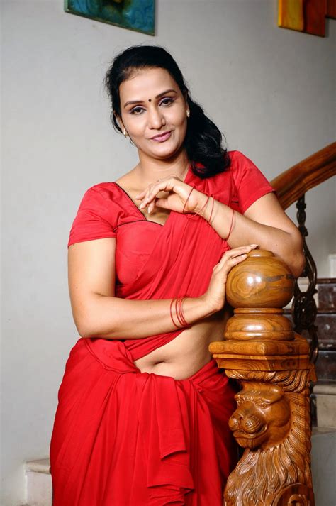telugu supporting actress apoorva latest hot navel pics and sizzling photos in red saree film