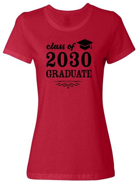 Inktastic Class Of 2030 Graduate With Graduation Cap Womens T Shirt
