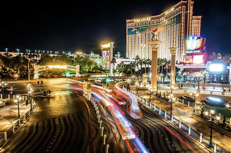 Las Vegas Nevada Evening City Lights And Street Views Photograph By