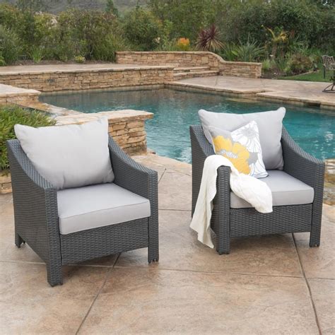 Noble House Antibes Gray Stationary Wicker Outdoor Lounge Chair With